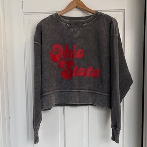 Ohio State Women's Gray Oversized Cropped Sweatshirt Size Medium